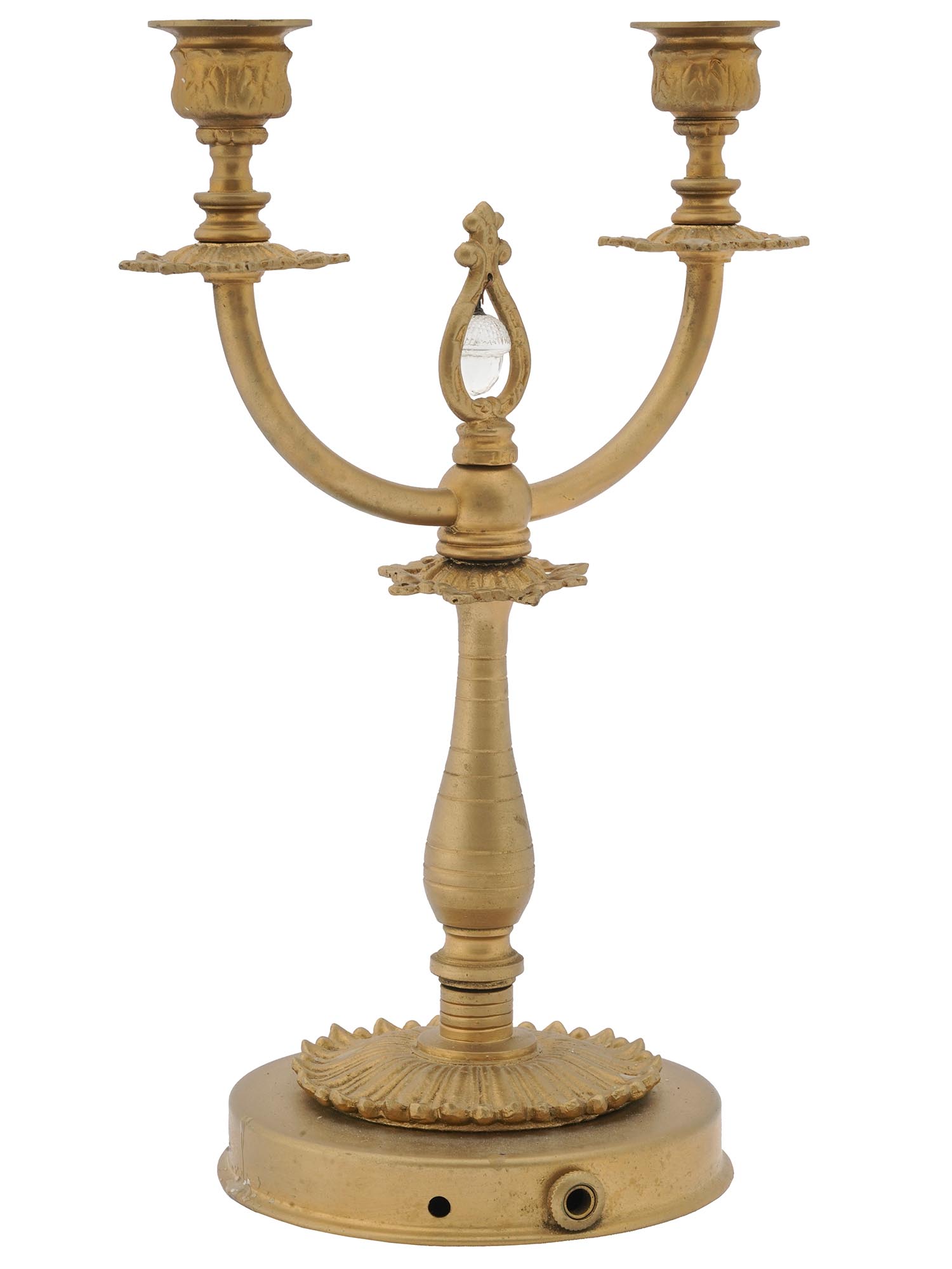 NEO CLASSICAL FIGURAL GLASS BRONZE CANDLE STICK PIC-1